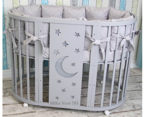 Овальная кроватка Mika Nori Луна-Мозайка (поперечный маятник)