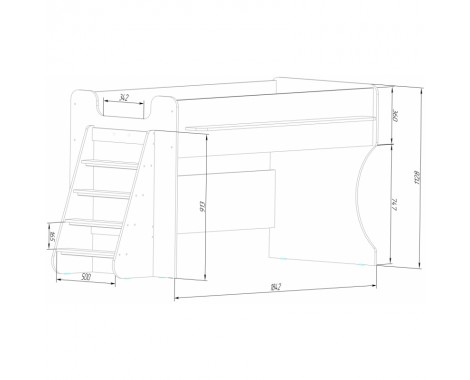 Двухъярусная кровать с шкафом Капризун-7 Р444