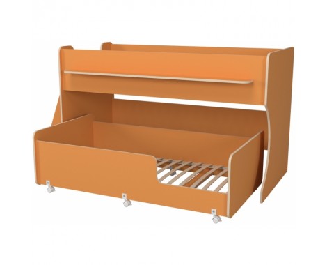 Двухъярусная кровать с шкафом Капризун-7 Р444 оранжевый
