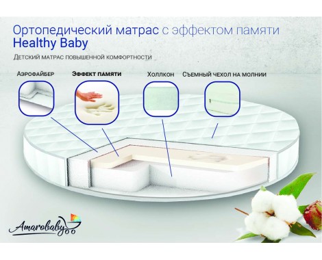 Круглый матрас AmaroBaby Healthy Baby 75 х 75 см. 