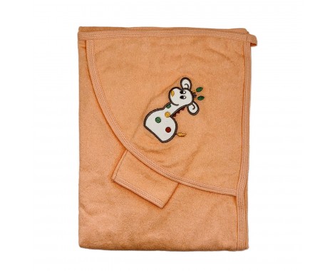 Комплект для купания махровый Мир (полотенце + варежка) оранжевый