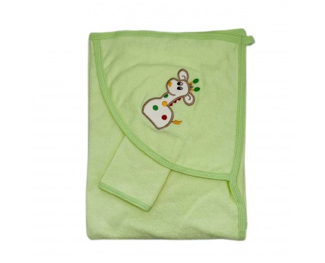 Комплект для купания махровый Мир (полотенце + варежка) зеленый